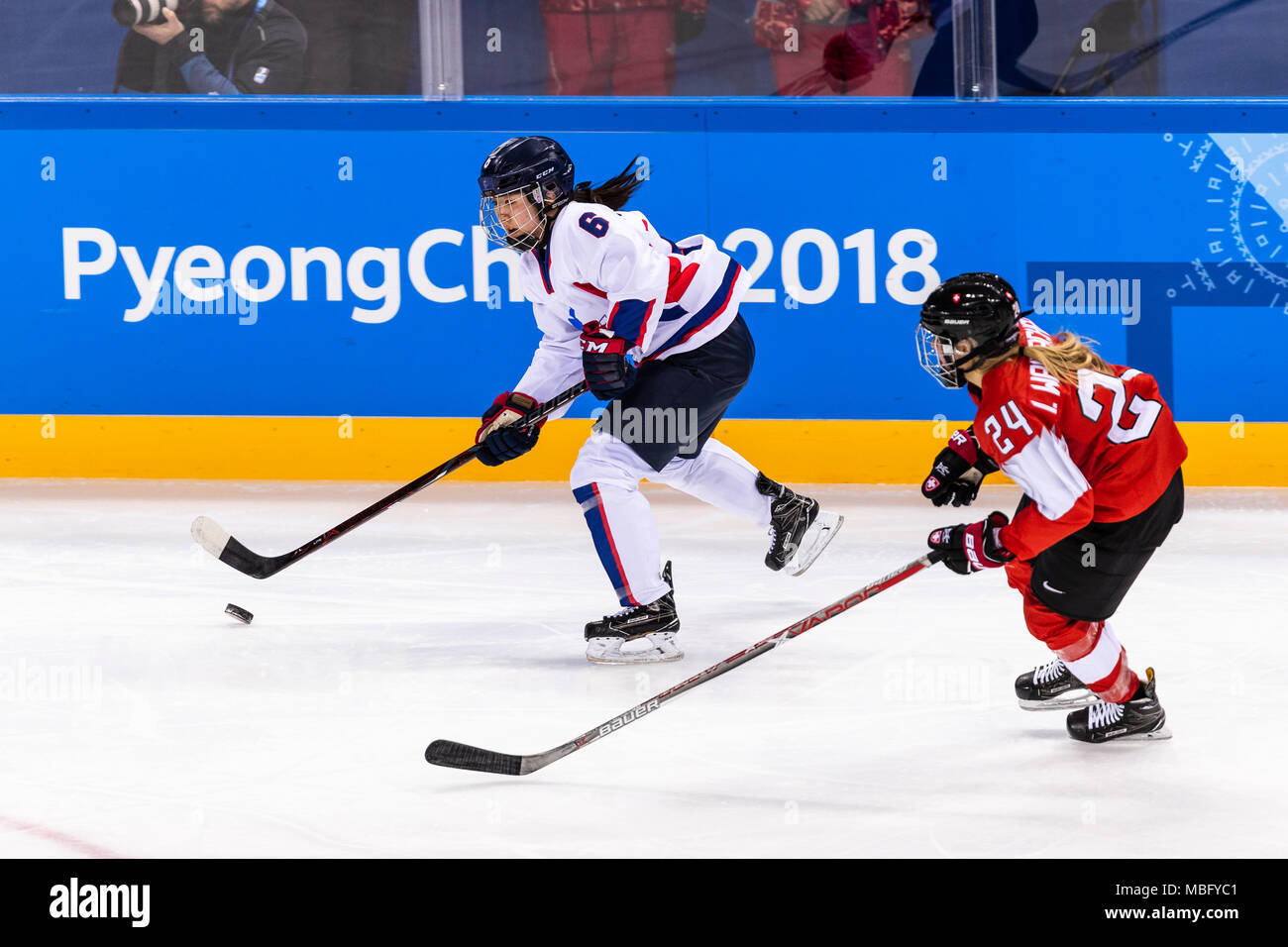 Yujung Choi (KOR) #6 and Isabel Waidacher (SUI) #24 during