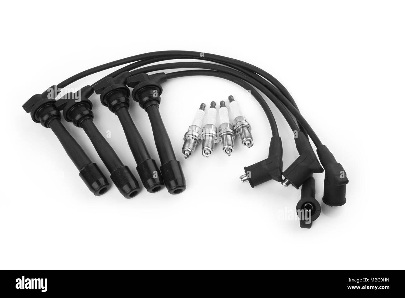 able set spark plug wires isolated on white background Stock Photo Alamy