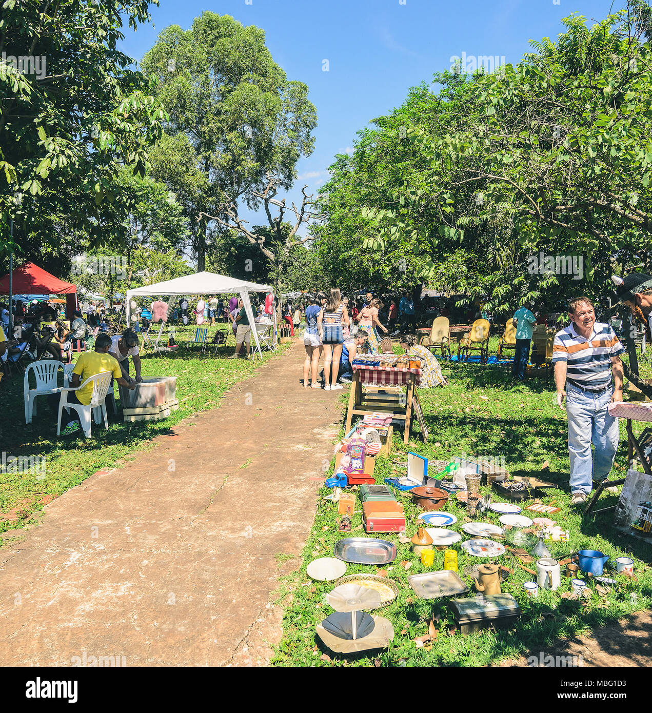 Campo Grande, Brazil April 08, 2018 Local people at open air fair