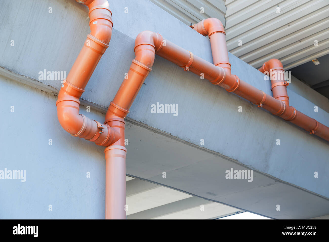 PVC drain pipe system of the bridge Stock Photo Alamy
