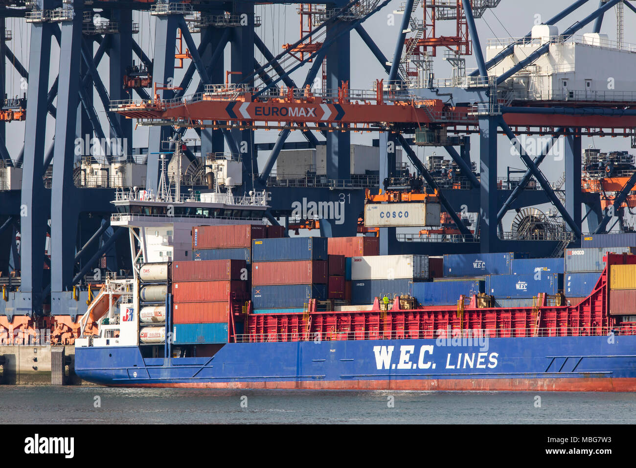 The seaport of Rotterdam, Netherlands, deepsea port Maasvlakte 2, on