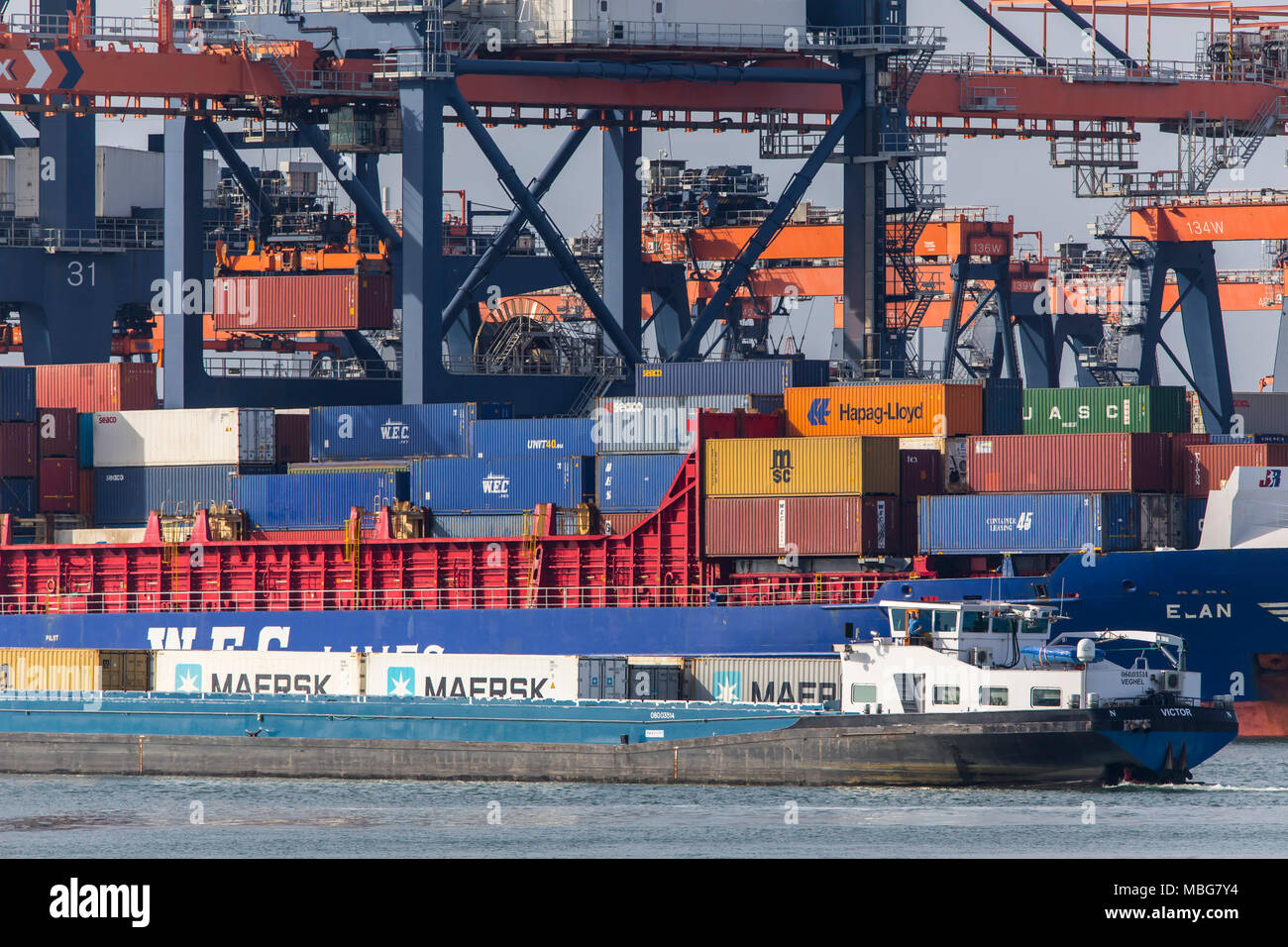 The seaport of Rotterdam, Netherlands, deepsea port Maasvlakte 2, on