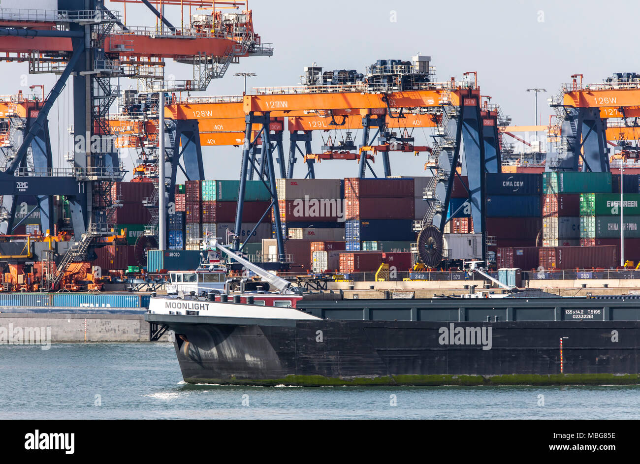 The seaport of Rotterdam, Netherlands, deepsea port Maasvlakte 2, on