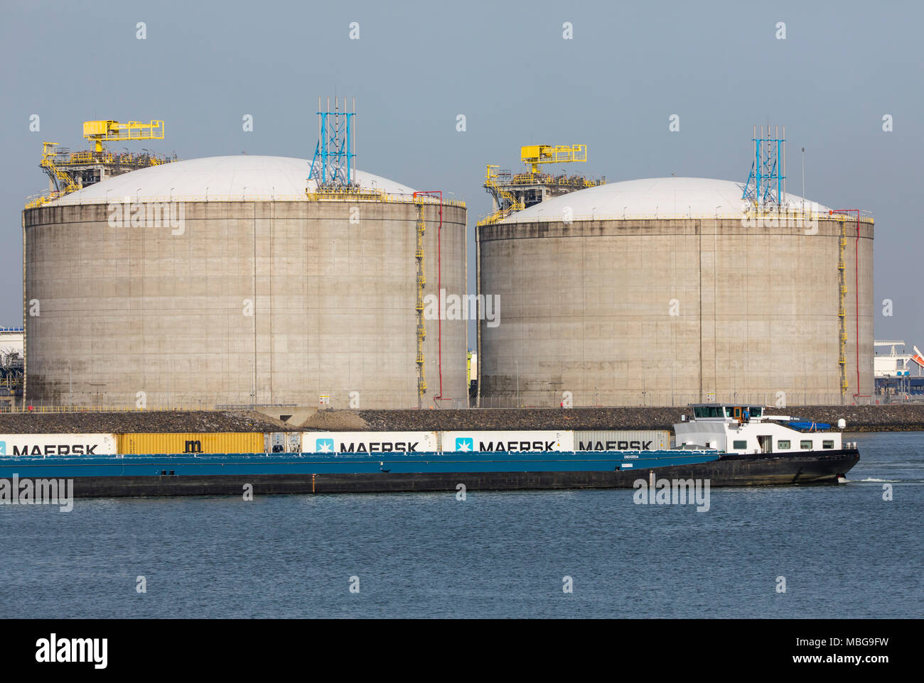 The marina of Rotterdam, Netherlands, deepsea port Maasvlakte 2, on an
