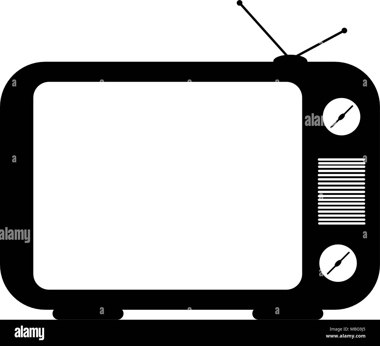 Retro tv vector drawing. Flat style vector. Television icon, symbol isolated on white background, surface. Outlined drawing. Stock Vector