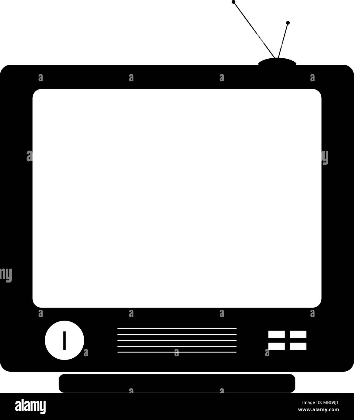 Black TV vector drawing. Flat style vector. Television icon, symbol isolated on white background, surface. Multimedia device Stock Vector