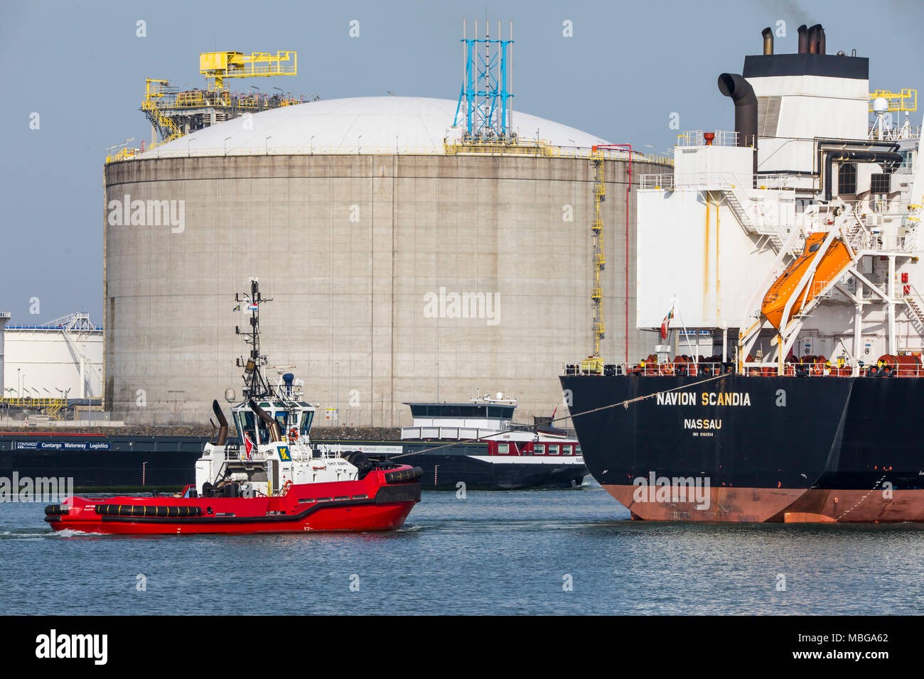 The seaport of Rotterdam, Netherlands, deep sea port Maasvlakte 2, on