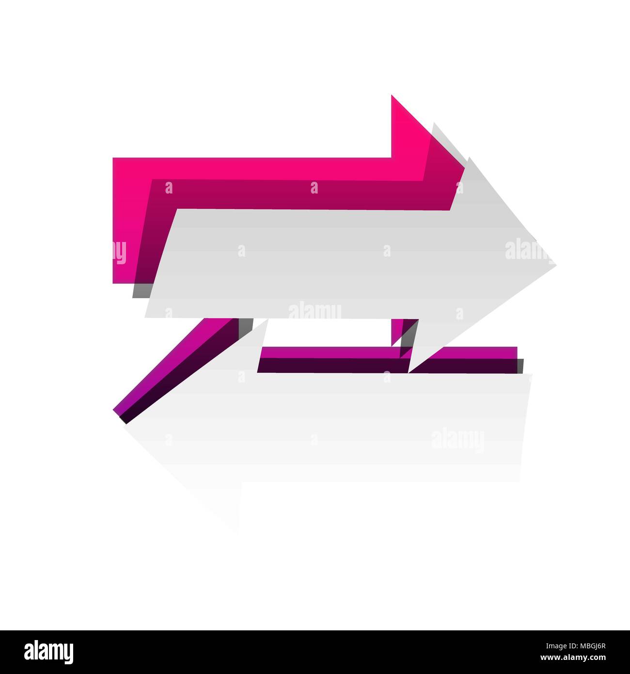 Two arrows left-right sign. Vector. Detachable paper with shadow at ...