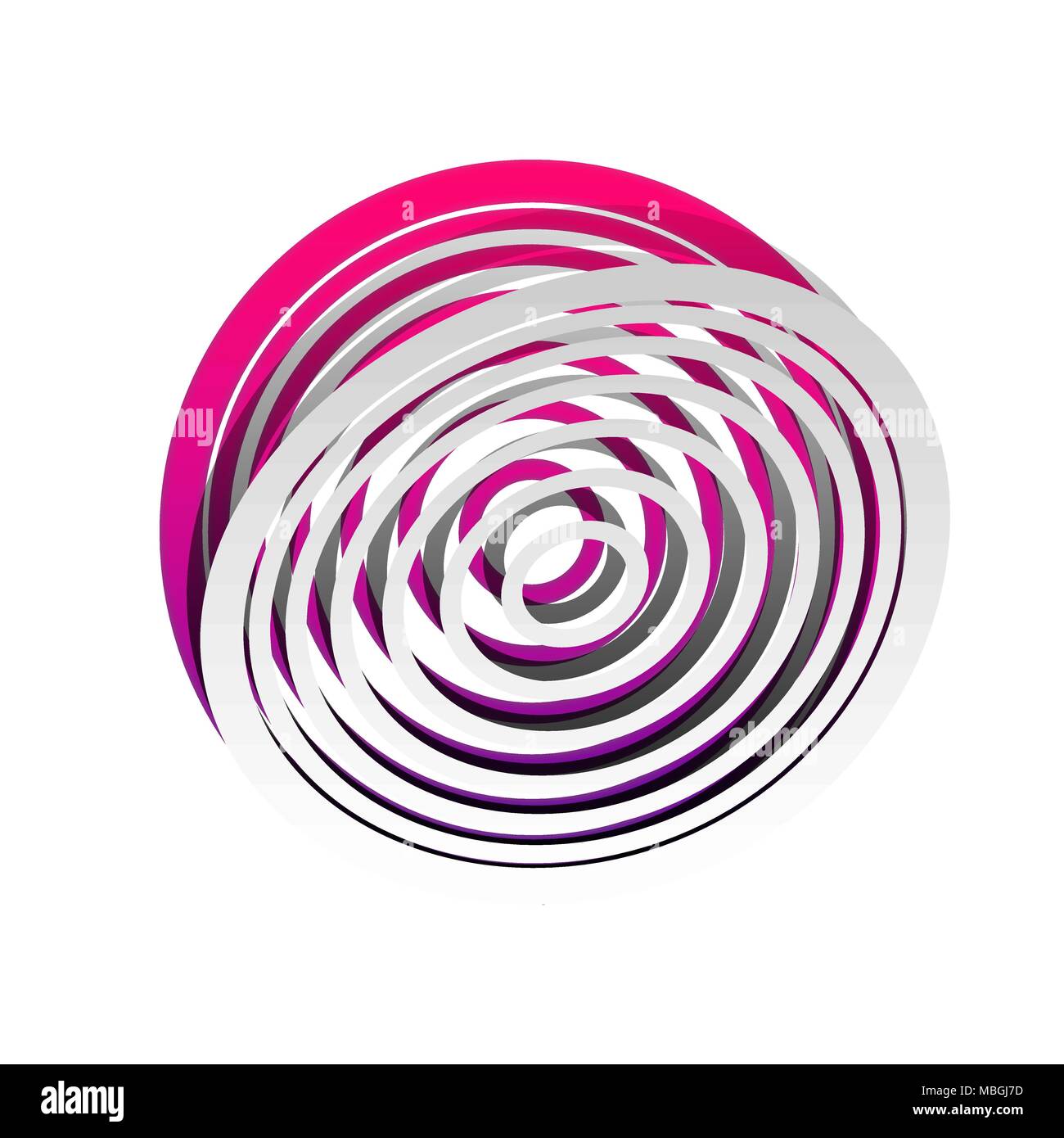 Meridians from top view. Vector. Detachable paper with shadow at underlying layer with magenta-violet background. Stock Vector