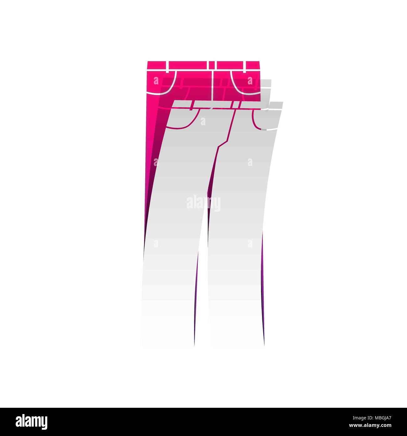 Men's jeans or pants sign. Vector. Detachable paper with shadow at