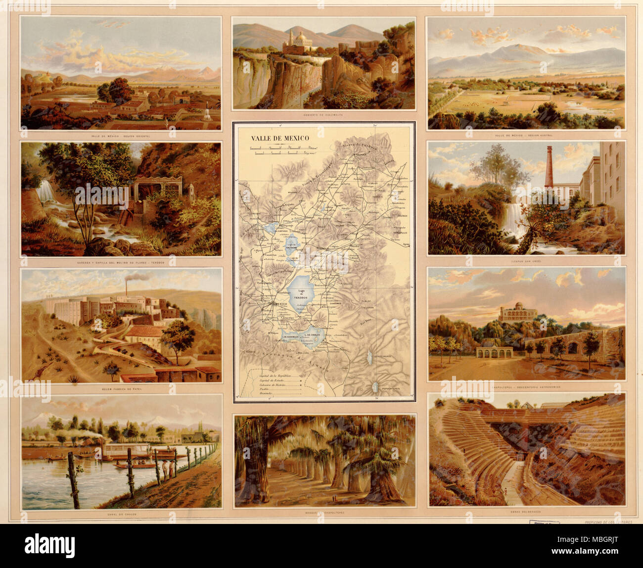 Valleys of Mexico - 1885 Stock Photo