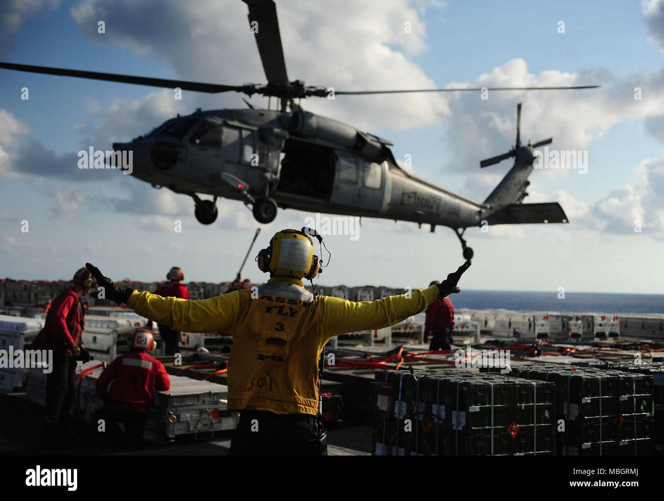 Ordnance Transfer by Chopper Stock Photo