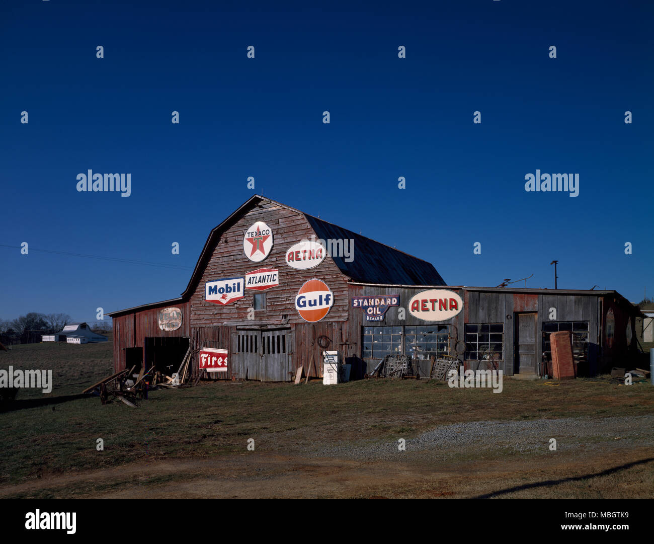 Gasoline Promotion Barn Stock Photo