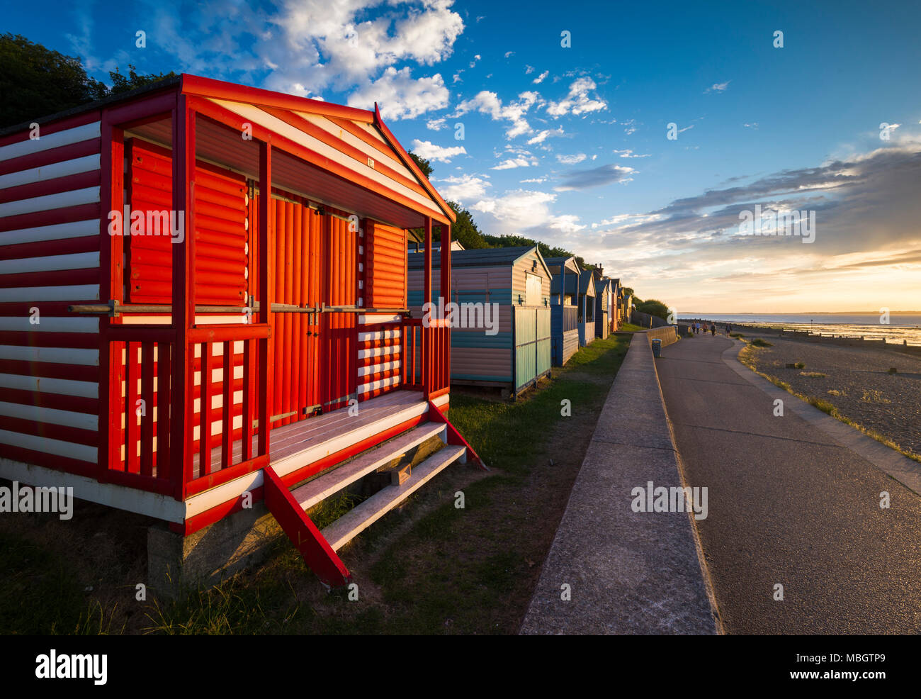 The colourful beach huts on Whitstable seafront, Kent Stock Photo Alamy