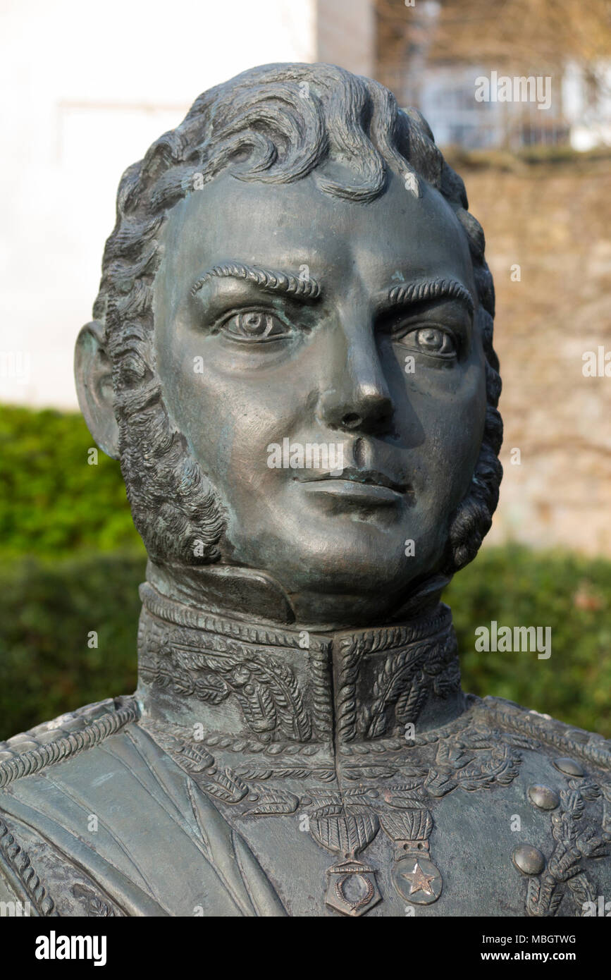 Statue / bust of General Bernardo O'Higgins in Richmond upon Thames, Surrey. UK. (96) Stock Photo