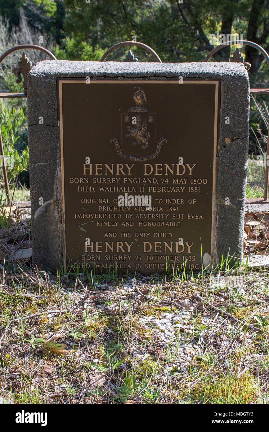 The grave of Henry Dendy, founder of Brighton in Victoria. Walhalla