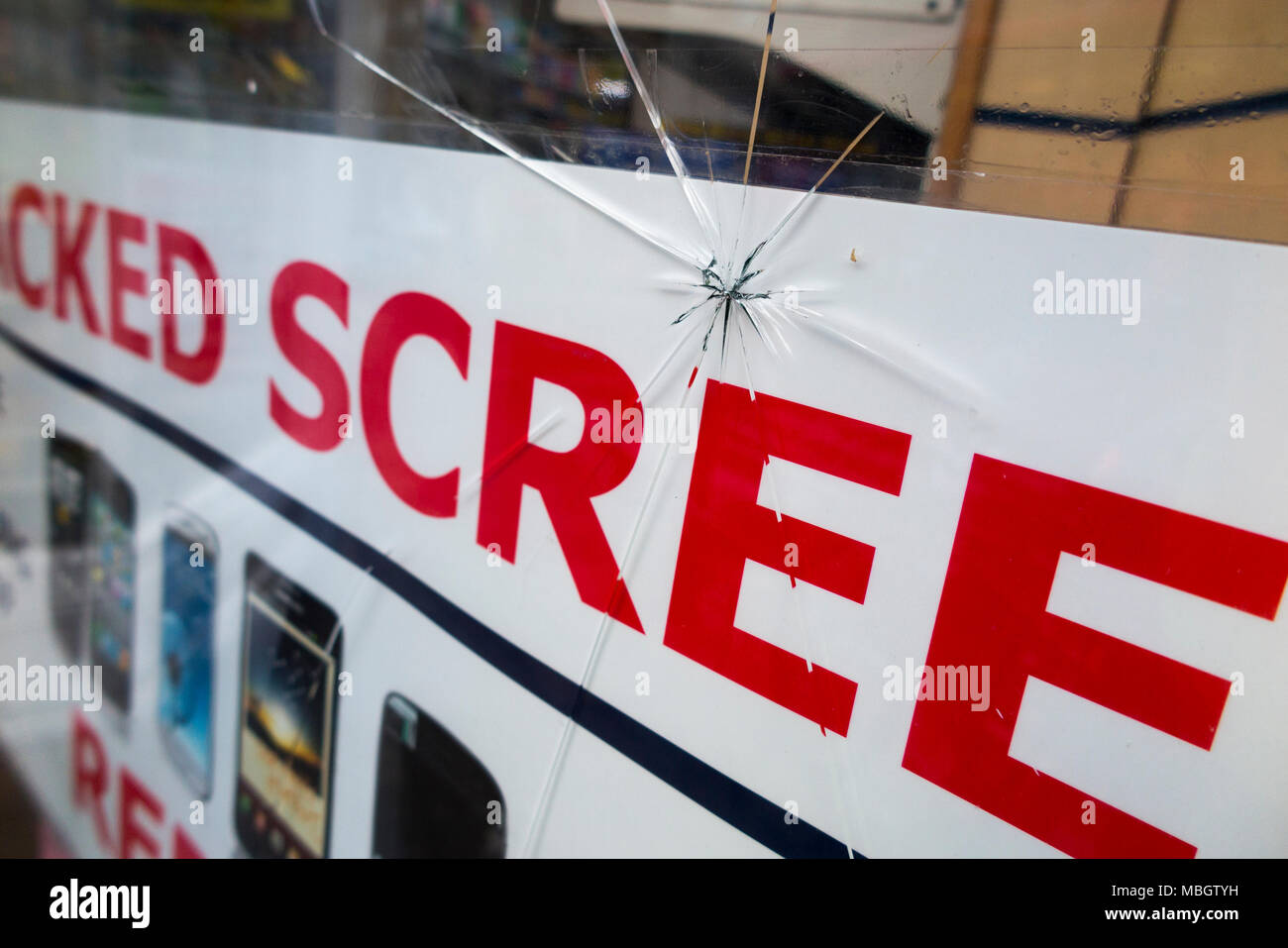 Poster for phone crack screen repair / mobile device repairs, displayed