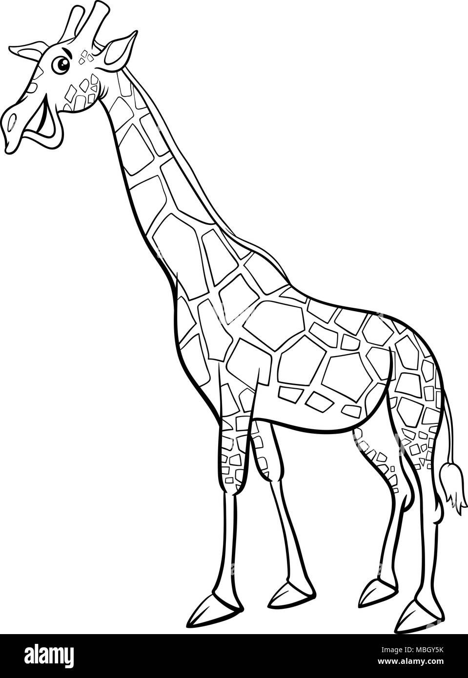 Black and White Cartoon Illustration of Giraffe Wild Animal ...