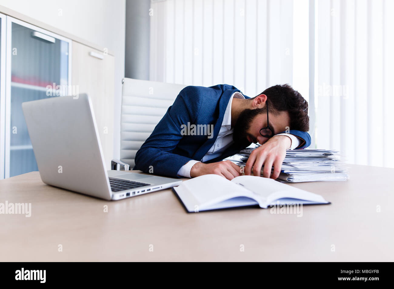Businessman Fell Asleep On Work Desk Stock Photo 179237727 Alamy