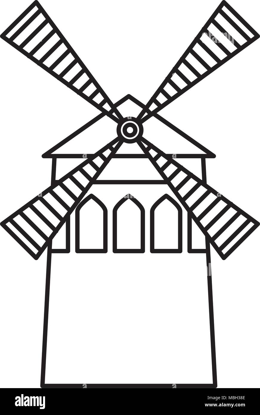 Vintage label windmill grain illustration hires stock photography and