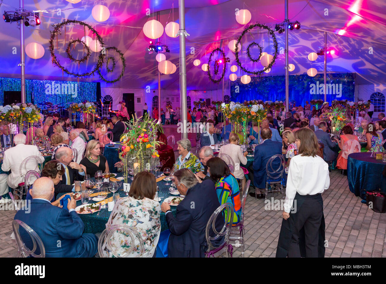 Large dinner party at Naples Botanical Gardens Naples, Florida, USA