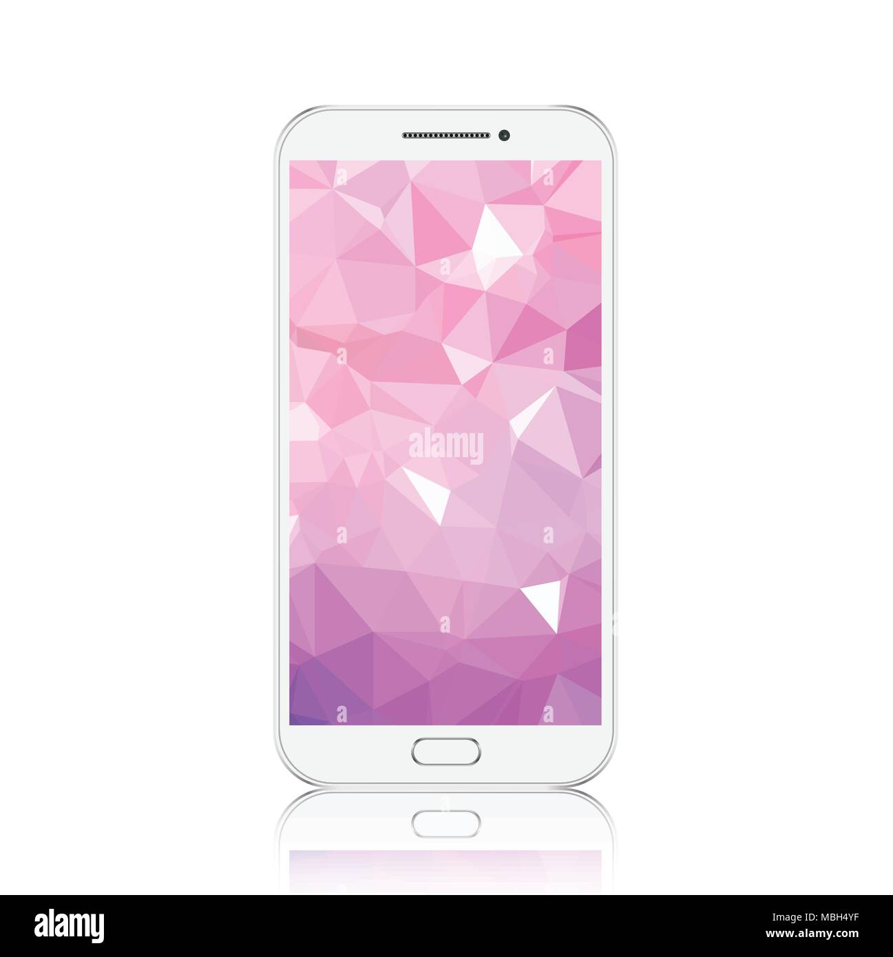 Modern detailed realistic white smartphone, mobile phone, cellphone vector mockup. Blank polygonal screen. Isolated on white background Stock Vector