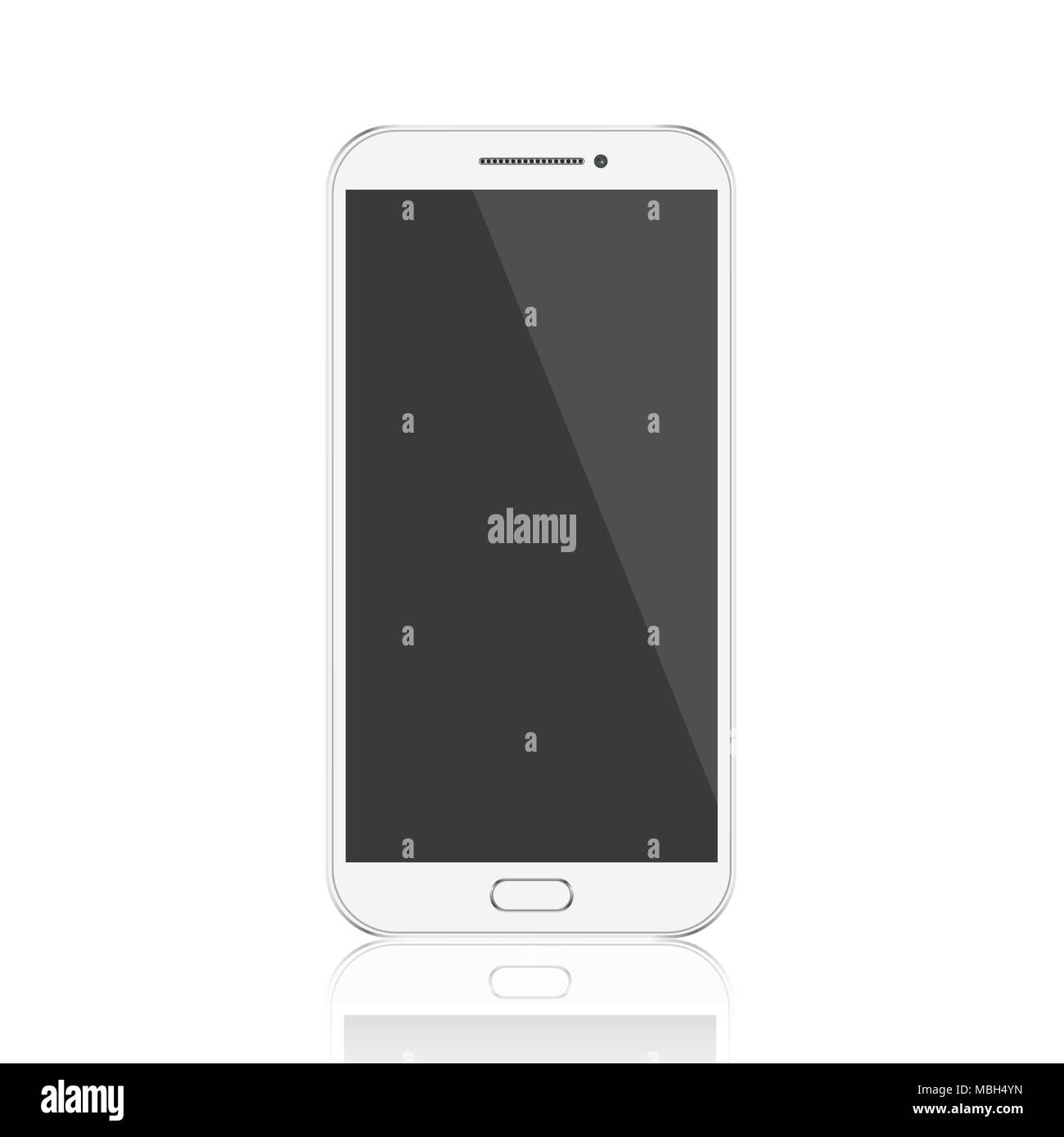 New realistic white mobile smart phone modern style isolated on white background. Stock Vector