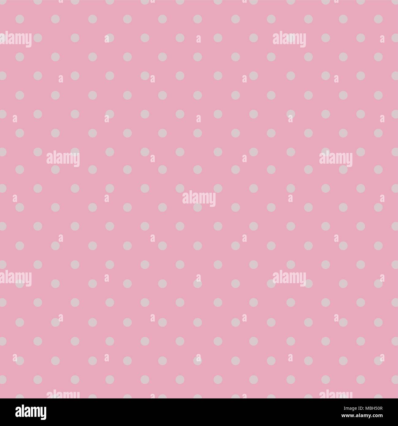 Seamless repeating polka dot spotty pattern with small white spots on a pale pastel pink background. Stock Vector