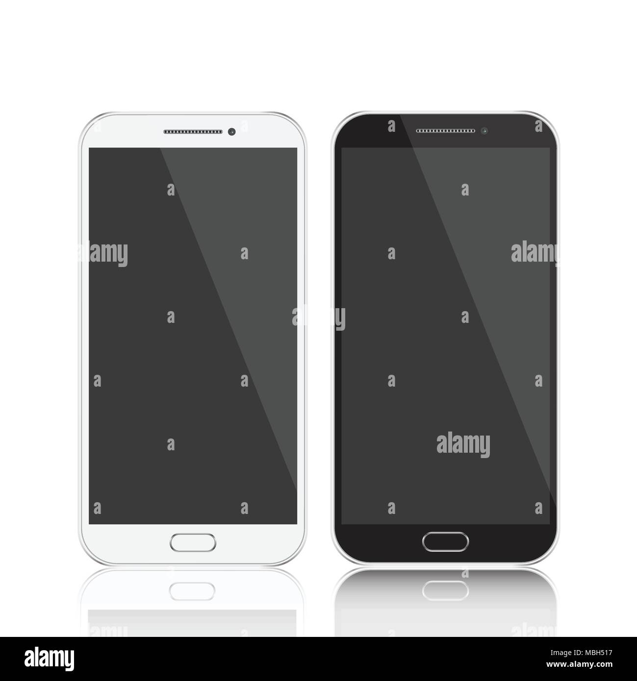 Smartphones. Smartphones black and white. Smartphone isolated. Vector illustration Stock Vector
