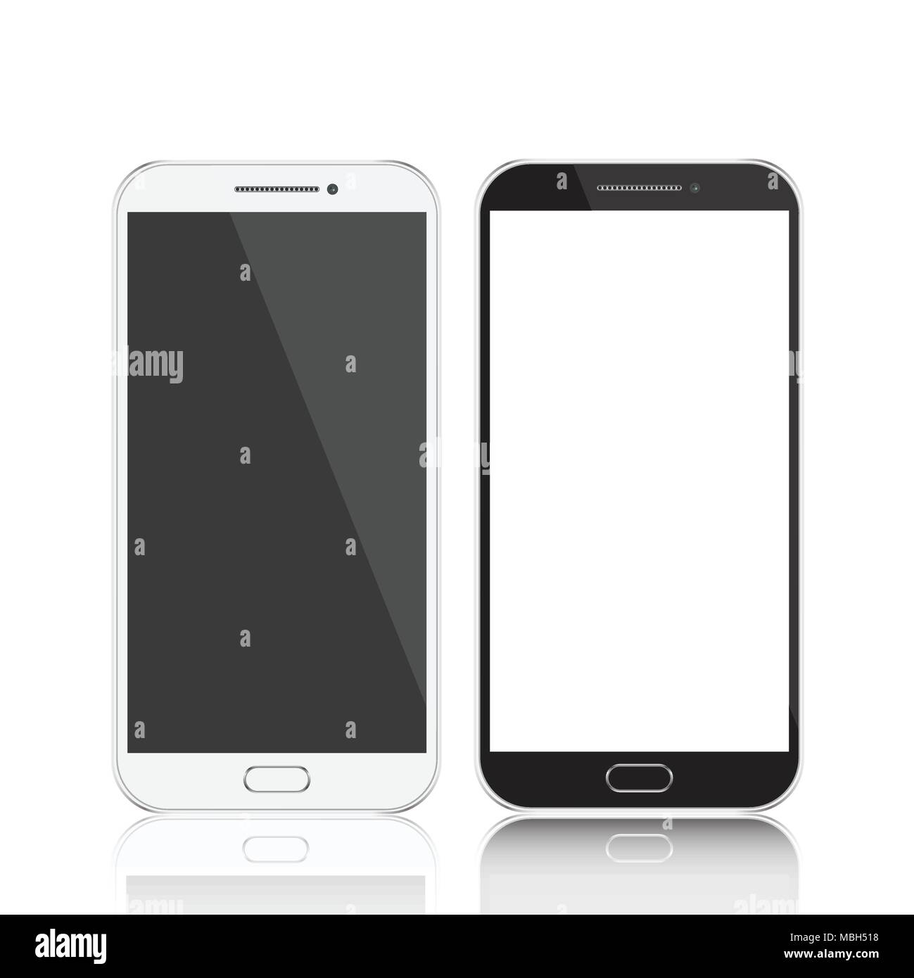 Smartphones black and white. Smartphone isolated. Vector illustration Stock Vector