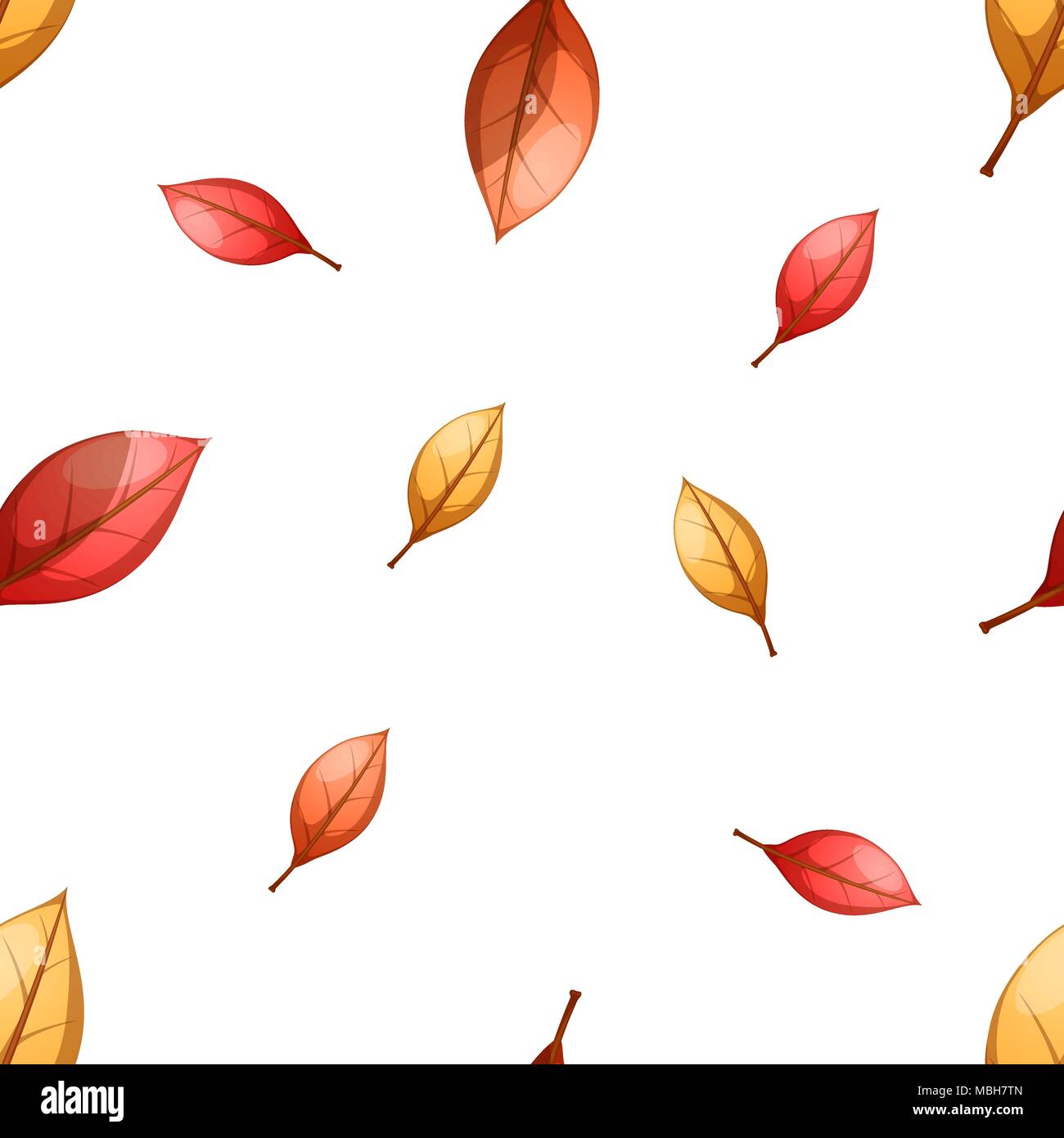 Cartoon leaf seamless pattern. Autumn illustration. Stock Vector
