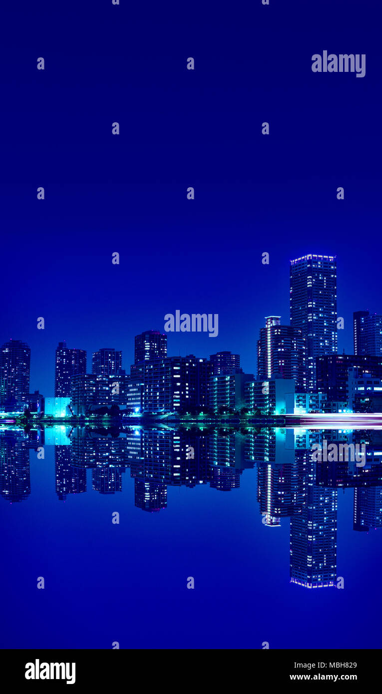 Digital composite of Tokyo skyline Stock Photo