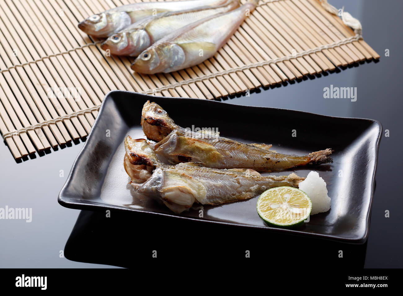 Japanese style grilled fish Stock Photo