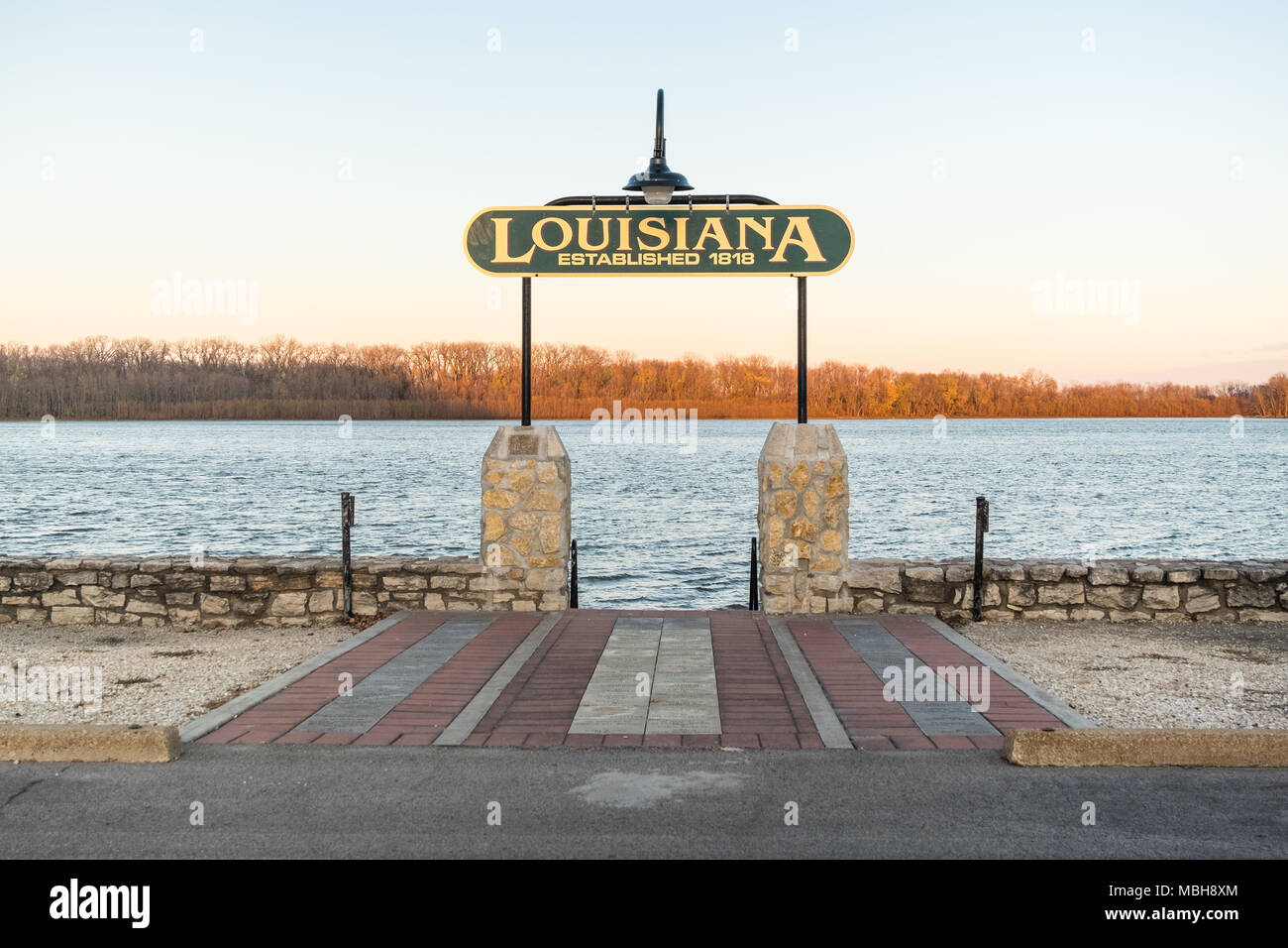 Sign Louisiana established at 1818 at a riverside in Louisiana