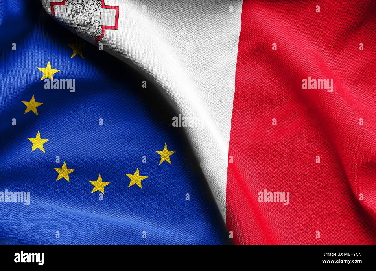 Flags of Malta and european union Stock Photo - Alamy