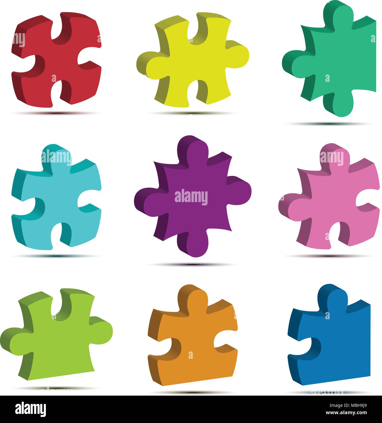 Colorful 3d jigsaw puzzle icon vector for Business idea graphic design
