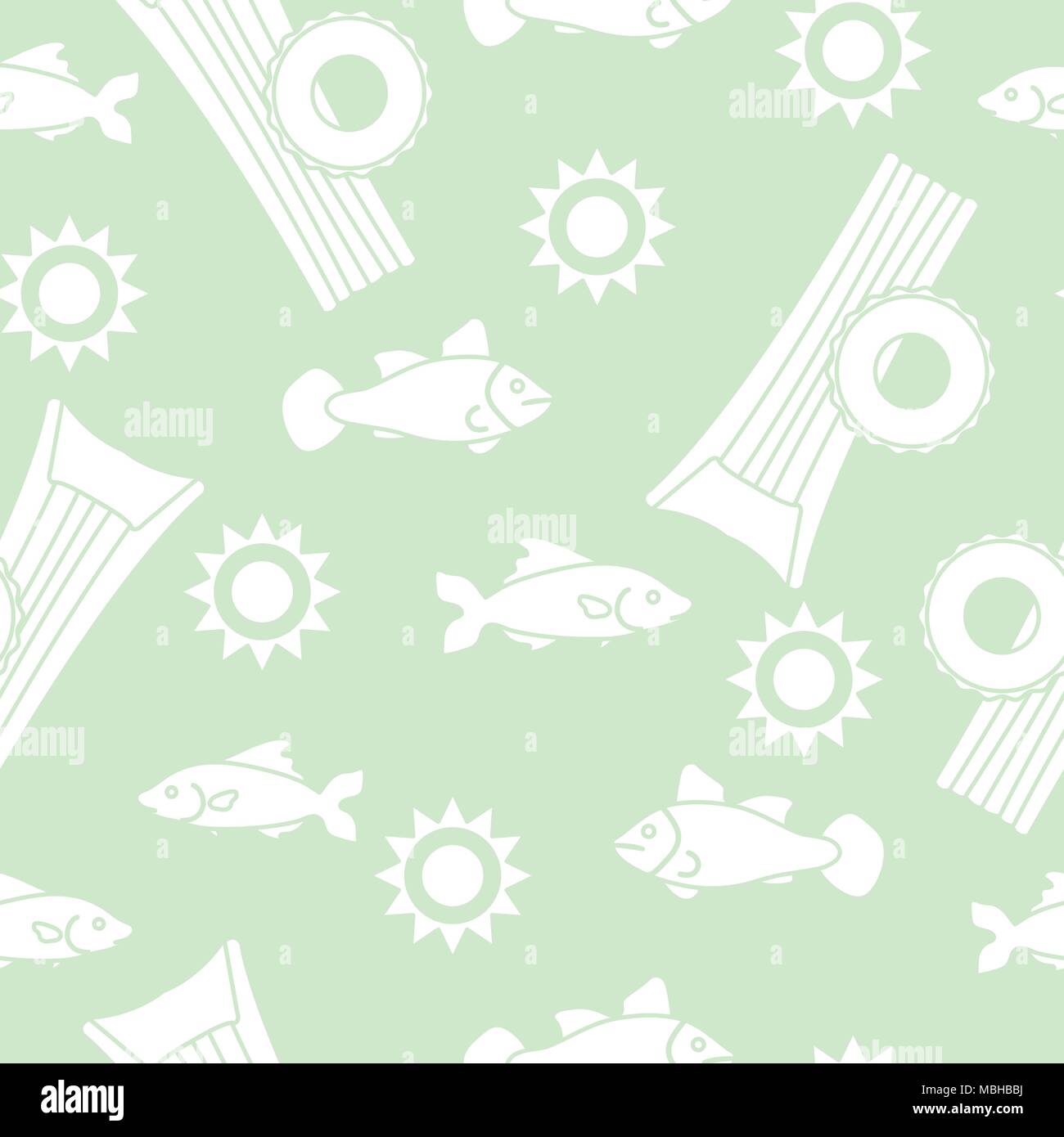 Seamless pattern with inflatable mattress, inflatable circle. Summer leisure. Stock Vector