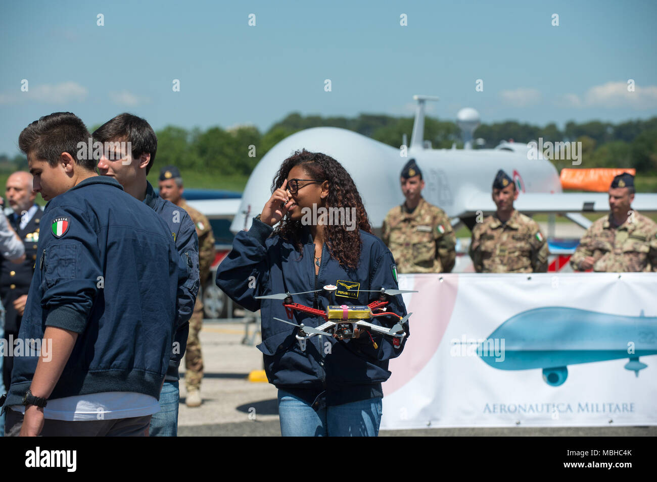 Rome. Roma Drone 2015, Rome Urbe Airport. Students of the Technical Aircraft Institute "Salvo D'Acquisto". Italy. Stock Photo