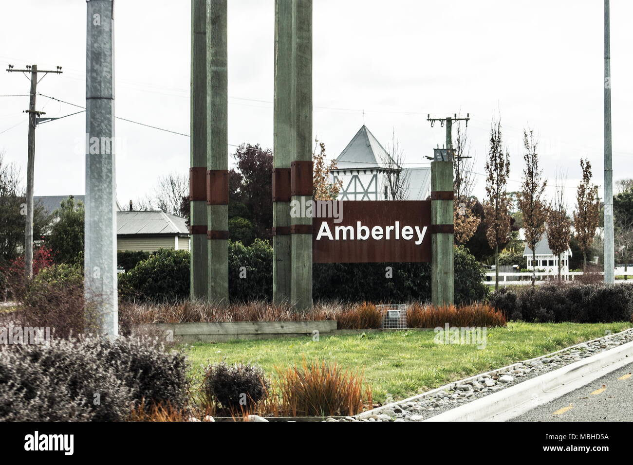 Amberley is a town located in the Hurunui District in north Canterbury, on the east coast of the South Island of New Zealand. Stock Photo