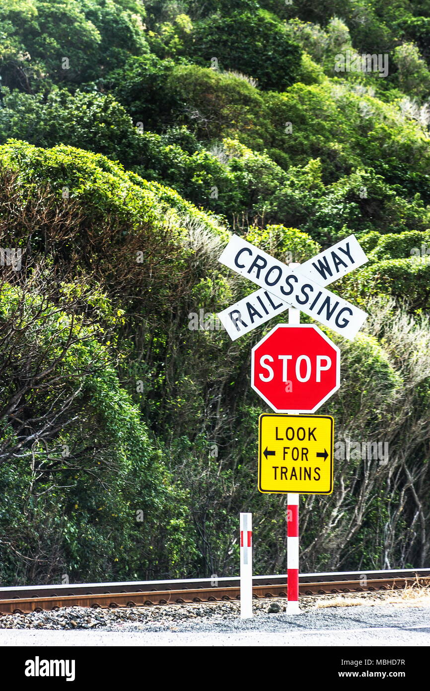 Nz Track Sign Train road sign new zealand hi-res stock photography and images - Alamy