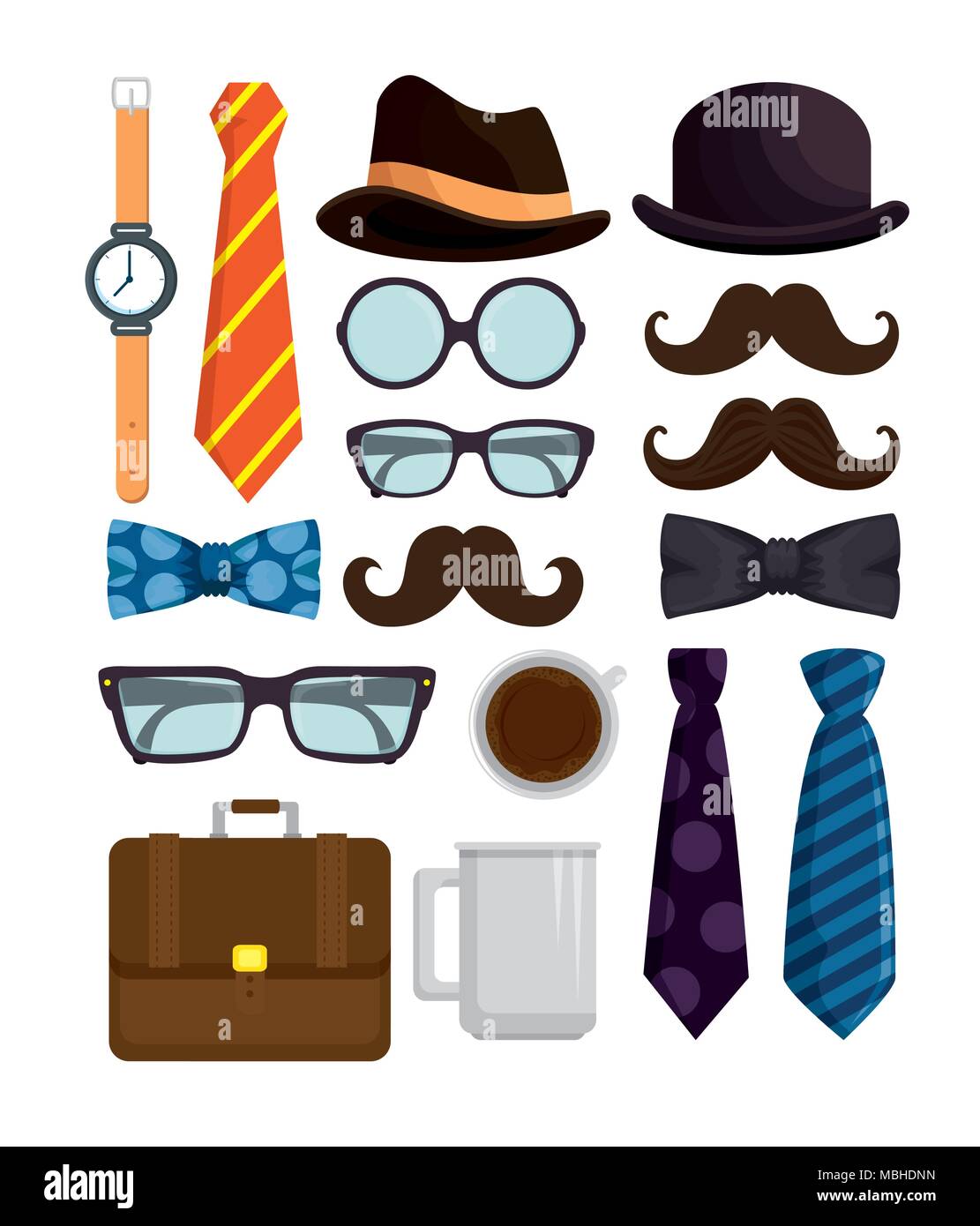happy fathers day set accessories icons Stock Vector Image & Art - Alamy
