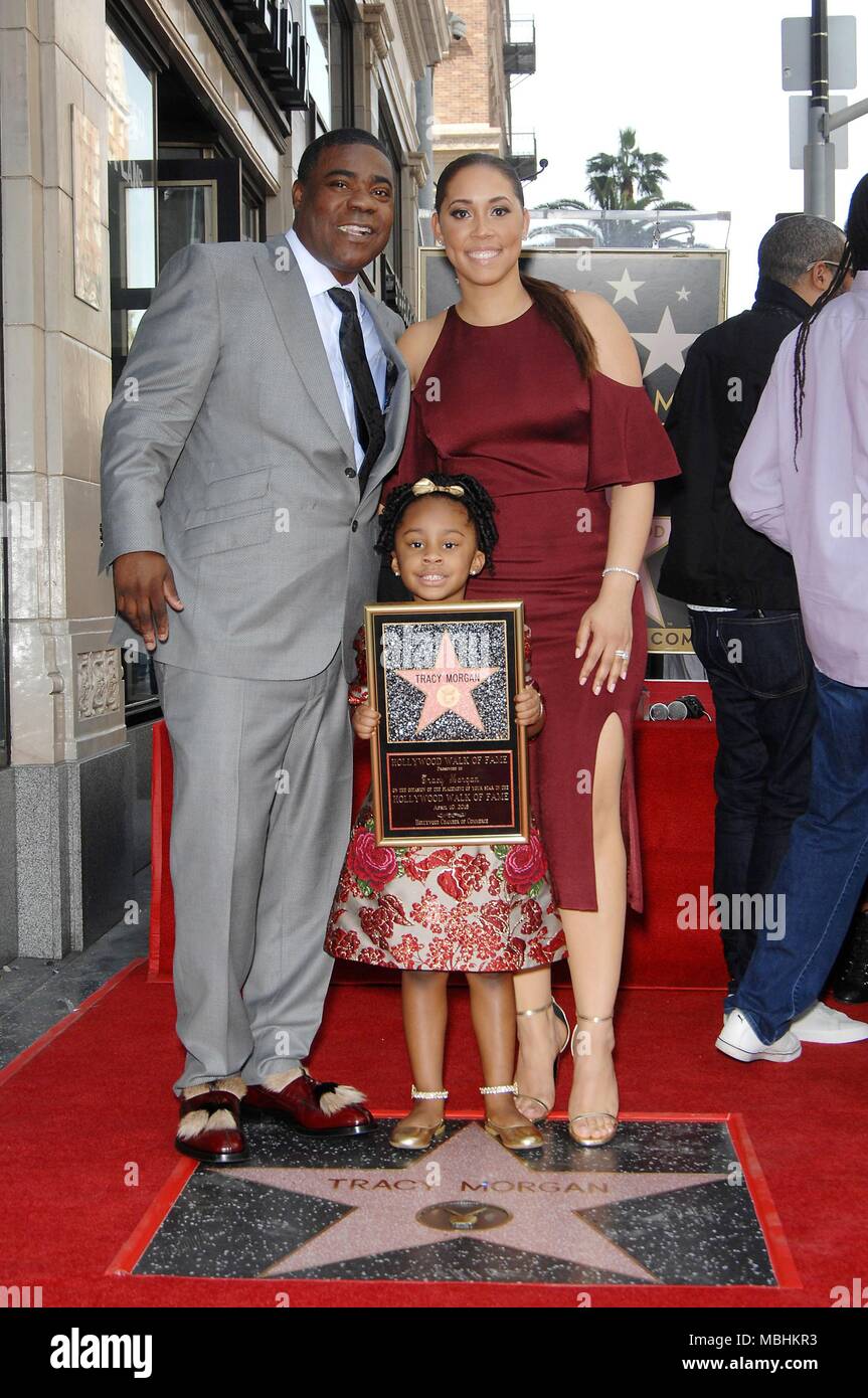 Los Angeles, CA, USA. 10th Apr, 2018. Tracy Morgan, Megan Morgan, Maven Morgan at the induction ceremony for Star on the Hollywood Walk of Fame for Tracy Morgan, Hollywood Boulevard, Los Angeles, CA April 10, 2018. Credit: Michael Germana/Everett Collection/Alamy Live News Stock Photo