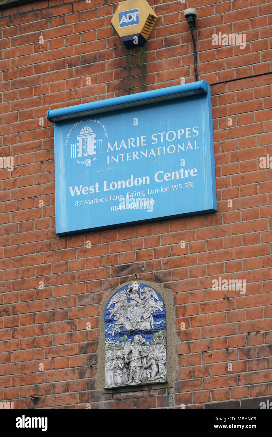 London, UIK. 11th April 2018. The Marie Stopes Parkview clinic in Mattock Lane, Ealing, London, after Ealing Council's decision to impose a ban on protests outside the clinic. Photo date: Wednesday, April 11, 2018. Credit: Roger Garfield/Alamy Live News Stock Photo