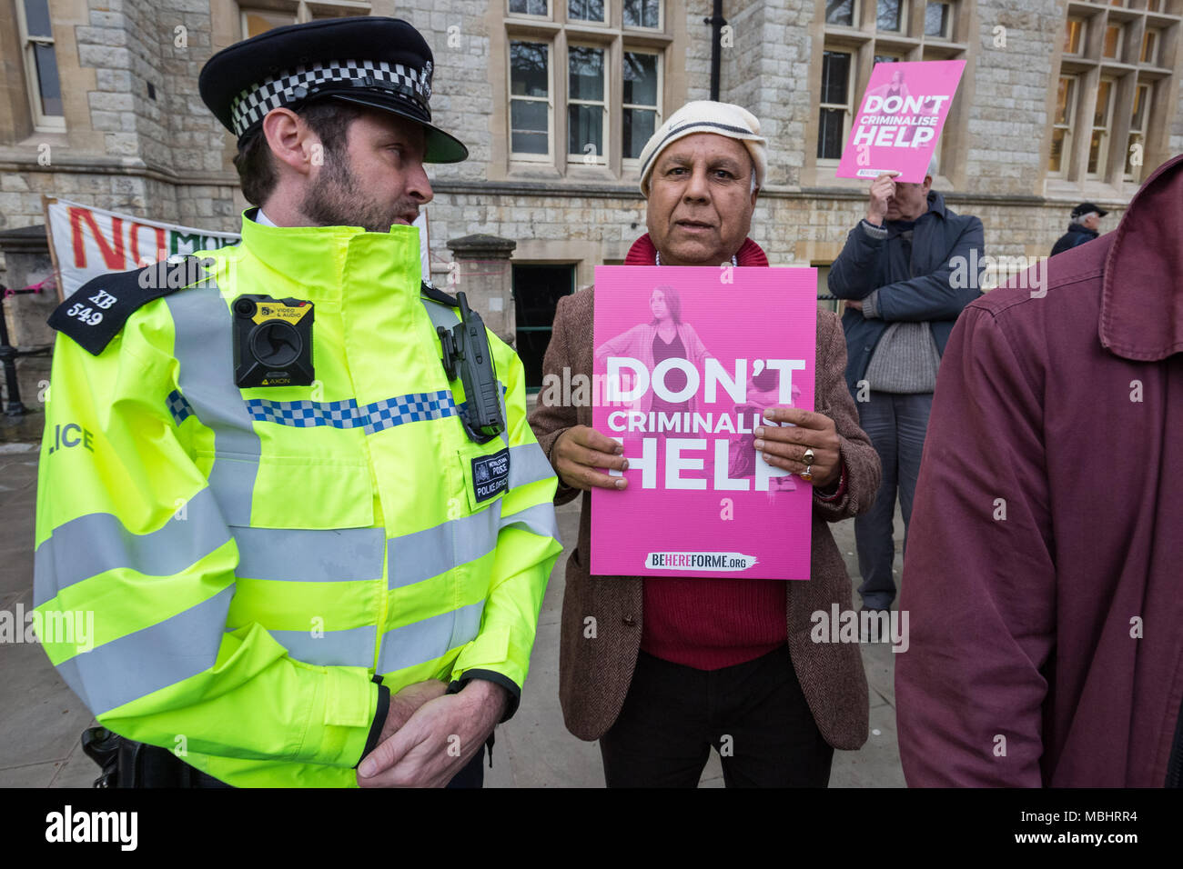 Ealing, West London, UK. 10th April 2018. Anti-abortion supporters, including members of the Catholic Good Council Network hold a vigil outside Ealing Town Hall as Ealing Council cabinet members vote to decide on the UK's first ever Public Space Protection Order (PSPO) safe zone outside the Marie Stopes health clinic. Credit: Guy Corbishley/Alamy Live News Stock Photo