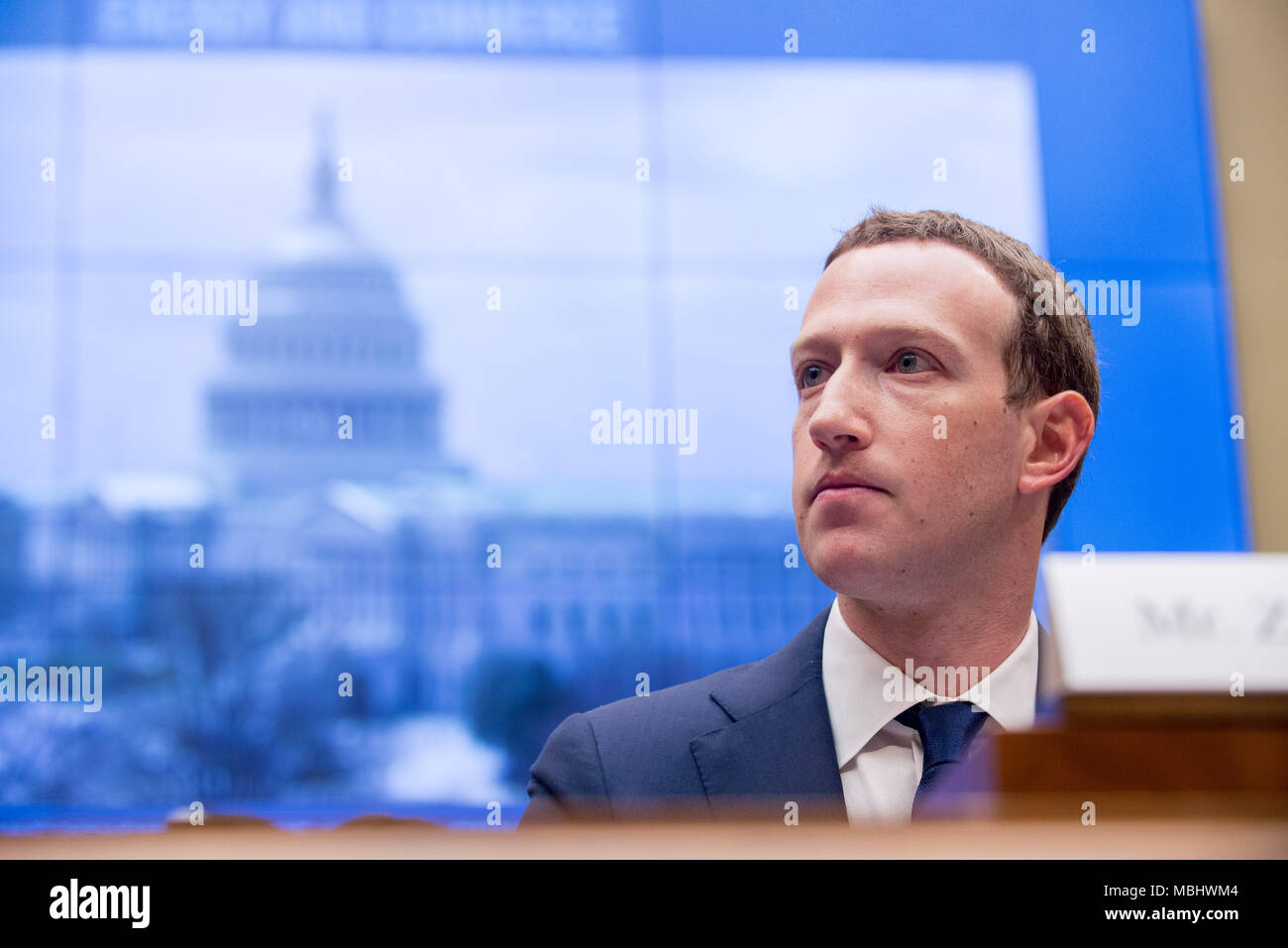 Washington, District of Columbia, USA. 11th Apr, 2018. Facebook CEO Mark Zuckerberg appears before the House Energy and Commerce Committee. Credit: Erin Scott/ZUMA Wire/Alamy Live News Stock Photo