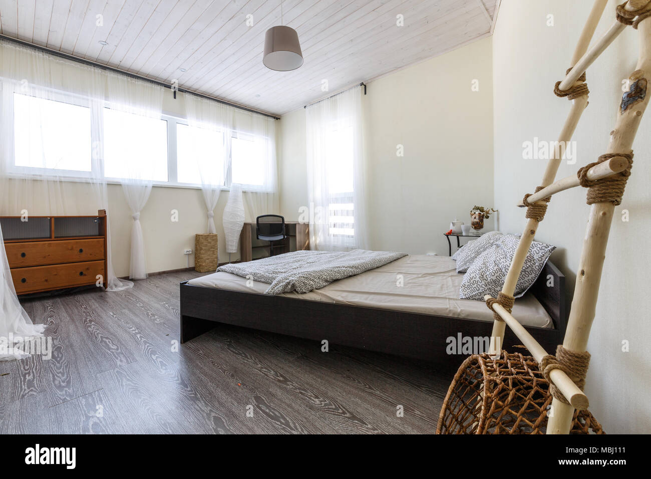 Cozy Minimalistic Bedroom Interir Stock Photo 179260845 Alamy