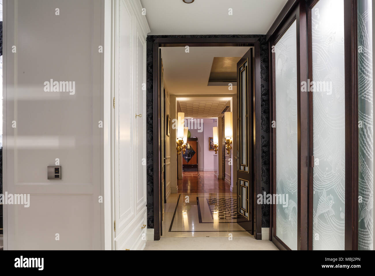 Luxury Dressing Room In Apartment With Carpet Floor Big White