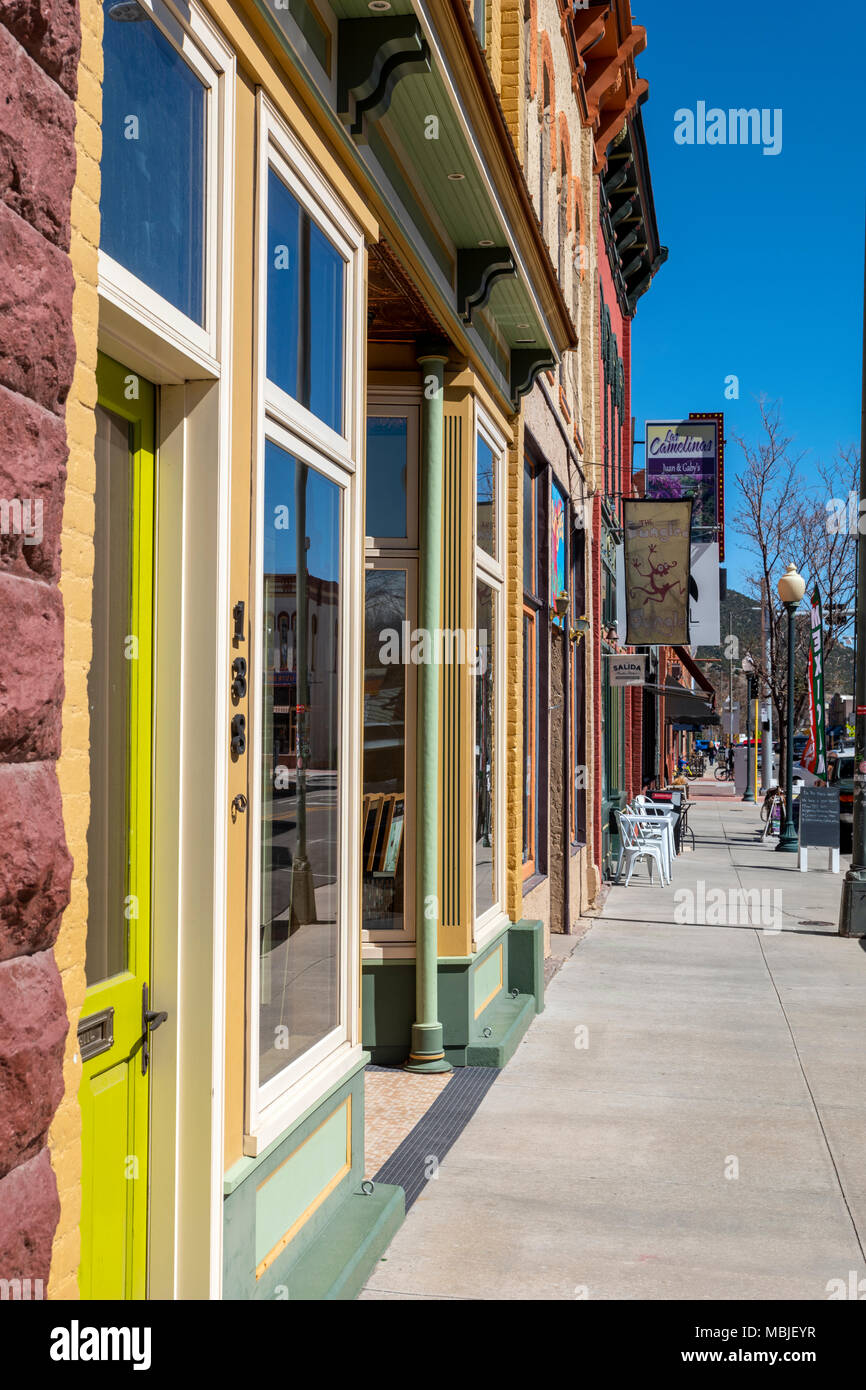 National Historic District; shops in downtown Salida; Colorado; USA