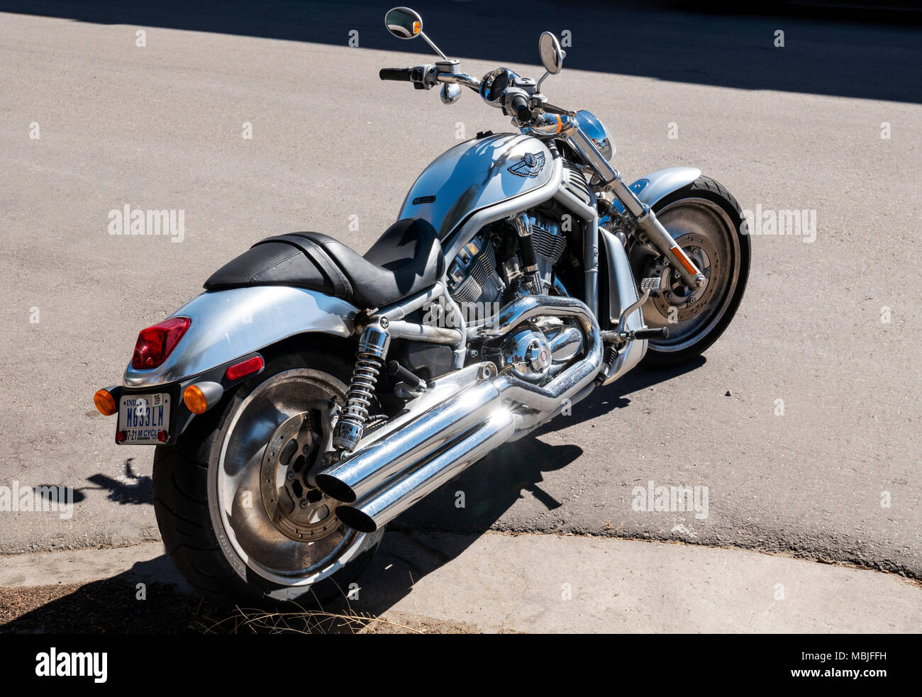 Classic Harley Davidson motorcyle; historic Salida; Colorado; USA Stock Photo