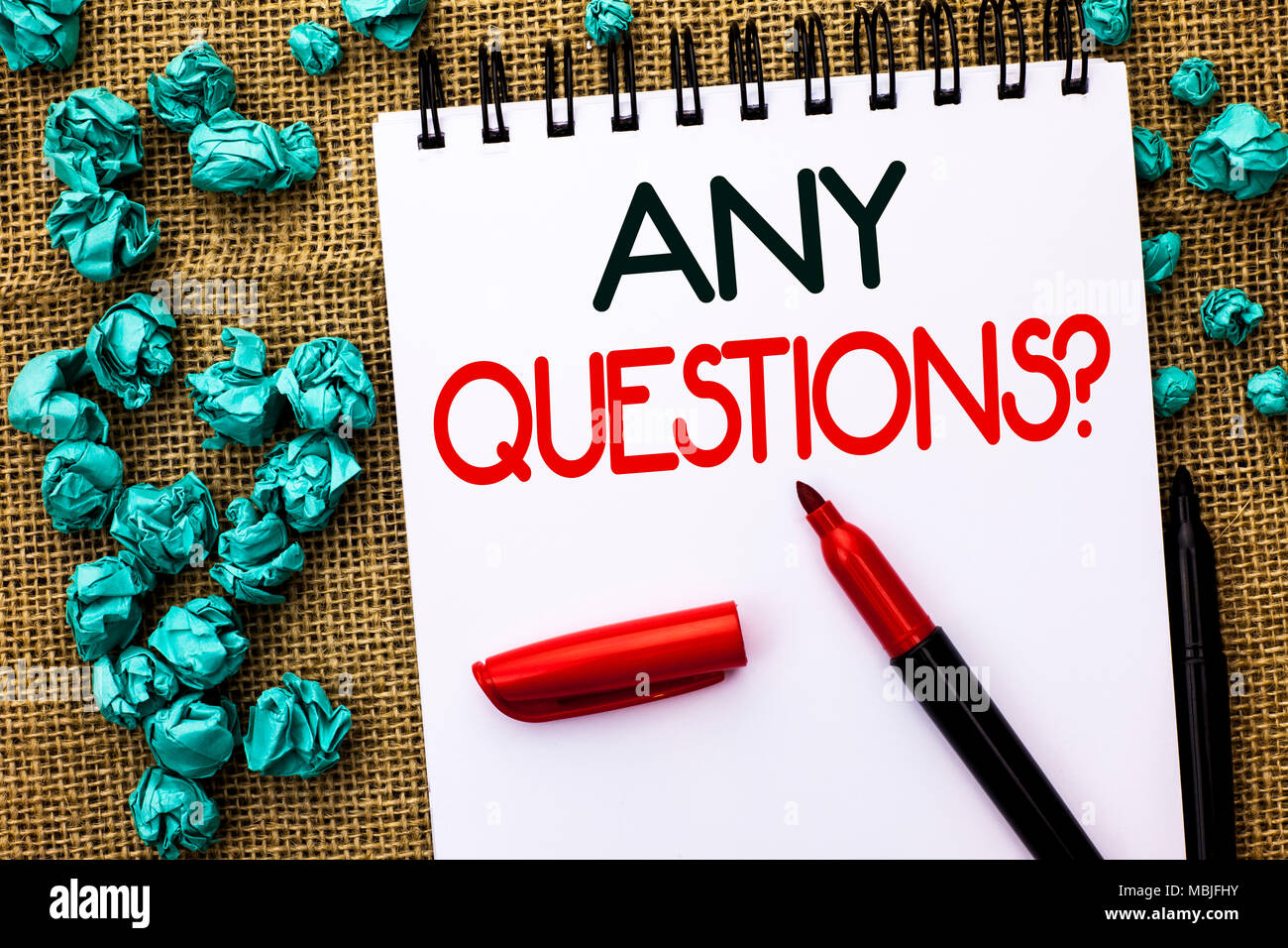 Writing note showing Any Questions Question. Business photo showcasing